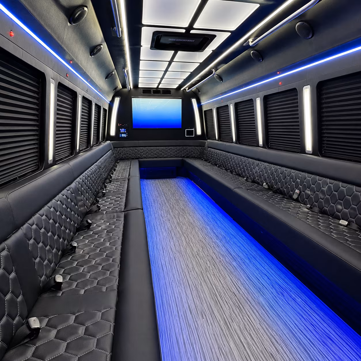 Long Island Sporting Event Transportation party bus exterior
