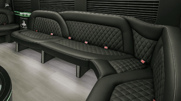 Interior of Charter Bus Company Brookhaven's 14 Passenger Sprinter Limousine in Brookhaven