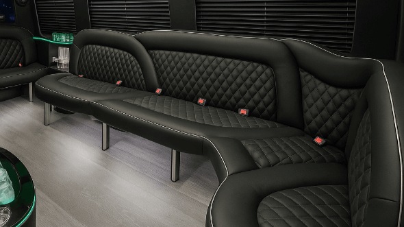 Interior of Long Island Party Bus Company's 14 Passenger Sprinter Limousine in Long Island
