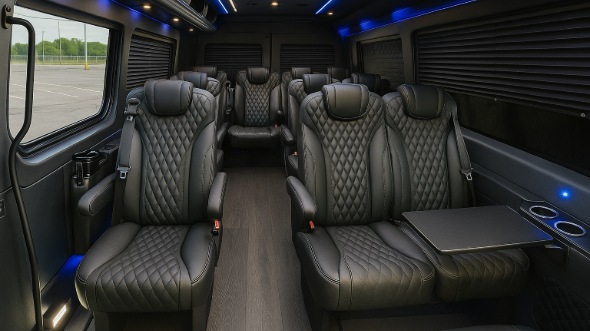 Interior of Charter Bus Company Long Island's 15 Passenger Mini Bus in Long Island