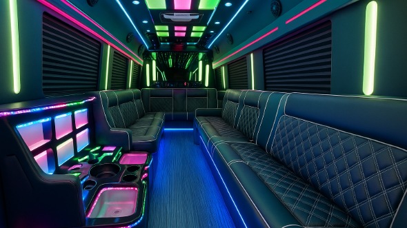 Interior of Charter Bus Company Hempstead's 20 Passenger Party Bus in Hempstead
