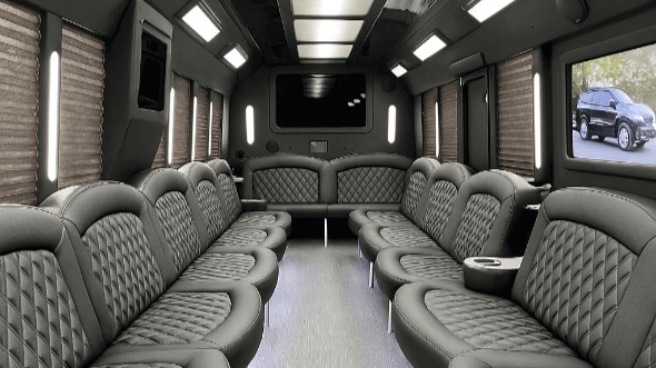 Interior of Charter Bus Company Huntington's 20 Passenger Party Bus in Huntington
