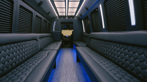 Interior of Charter Bus Company Smithtown's 20 Passenger Party Bus in Smithtown