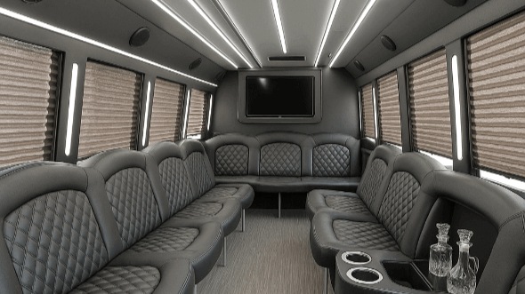 Interior of Charter Bus Company Babylon's 25 Passenger Party Bus in Babylon