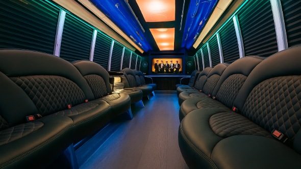 Interior of Charter Bus Company North Hempstead's 25 Passenger Party Bus in North Hempstead