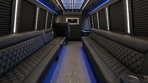 Interior of Charter Bus Company New York City's 28 Passenger Party Bus in New York City