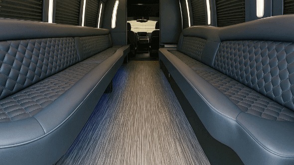 Interior of Charter Bus Company Brookhaven's 30 Passenger Party Bus in Brookhaven