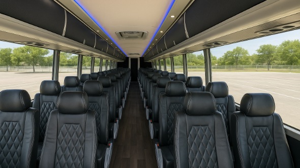Interior of Charter Bus Company Long Island's 40 Passenger Charter Bus in Long Island