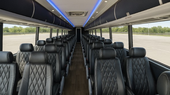 Interior of Charter Bus Company Long Island's 45 Passenger Charter Bus in Long Island