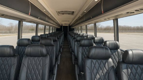Interior of Charter Bus Company Long Island's 46 Passenger Charter Bus in Long Island
