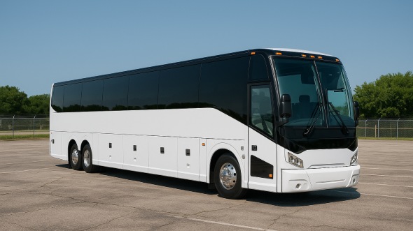 Exterior of Charter Bus Company Huntington's 50 Passenger Party Bus in Huntington