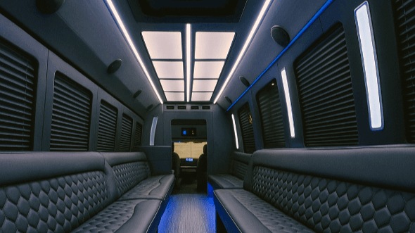 Interior of Charter Bus Company Smithtown's 50 Passenger Party Bus in Smithtown