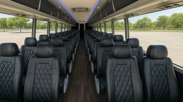 Interior of Charter Bus Company Long Island's 54 Passenger Charter Bus in Long Island