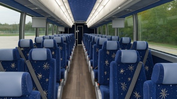 Interior of Charter Bus Company Long Island's 55 Passenger Charter Bus in Long Island